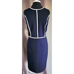 New Black Label Evan Picone Women Navy Sheath Sleeveless Dress Size 14 NWT